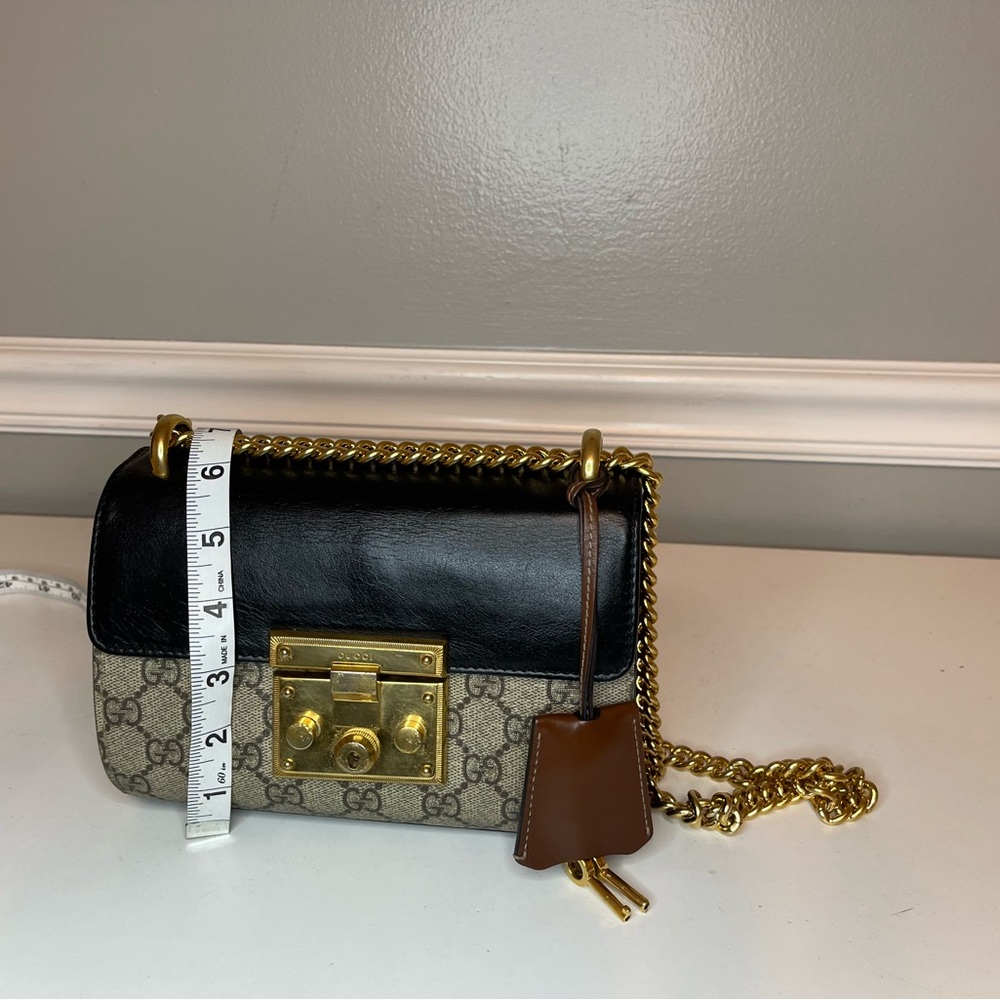 Gucci - GG PADLOCK Supreme SMALL SHOULDER Crossbody with COA Black Biege - Picture 14 of 16